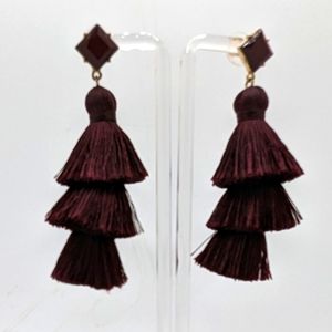 Baublebar Maroon Fringe earrings with gold trim